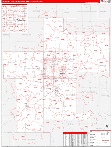 Oklahoma City Metro Area Wall Map